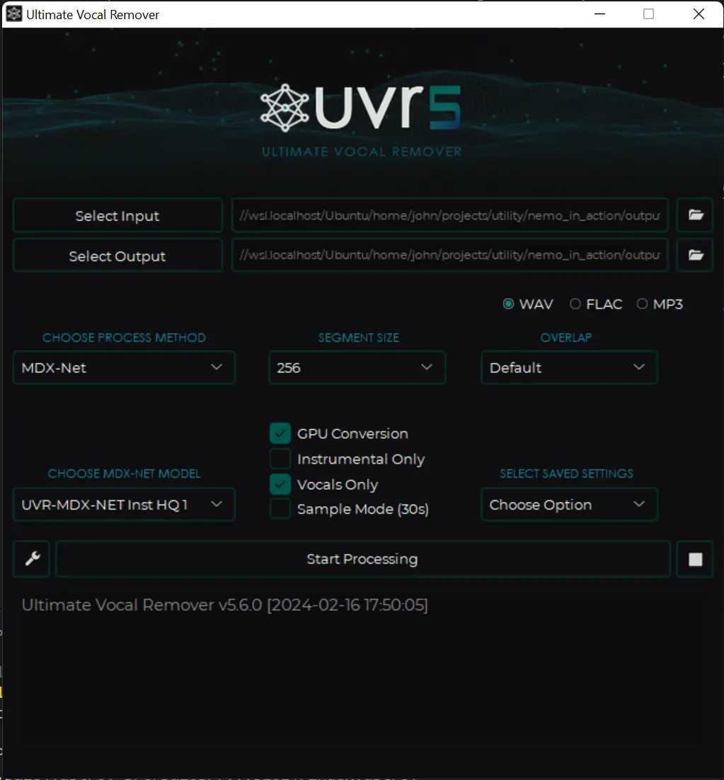 Ultimate Vocal Remover GUI